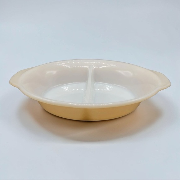 Anchor Hocking Other - Vintage Fire King Peach Luster Reverse Logo Divided Casserole Serving Dish #468